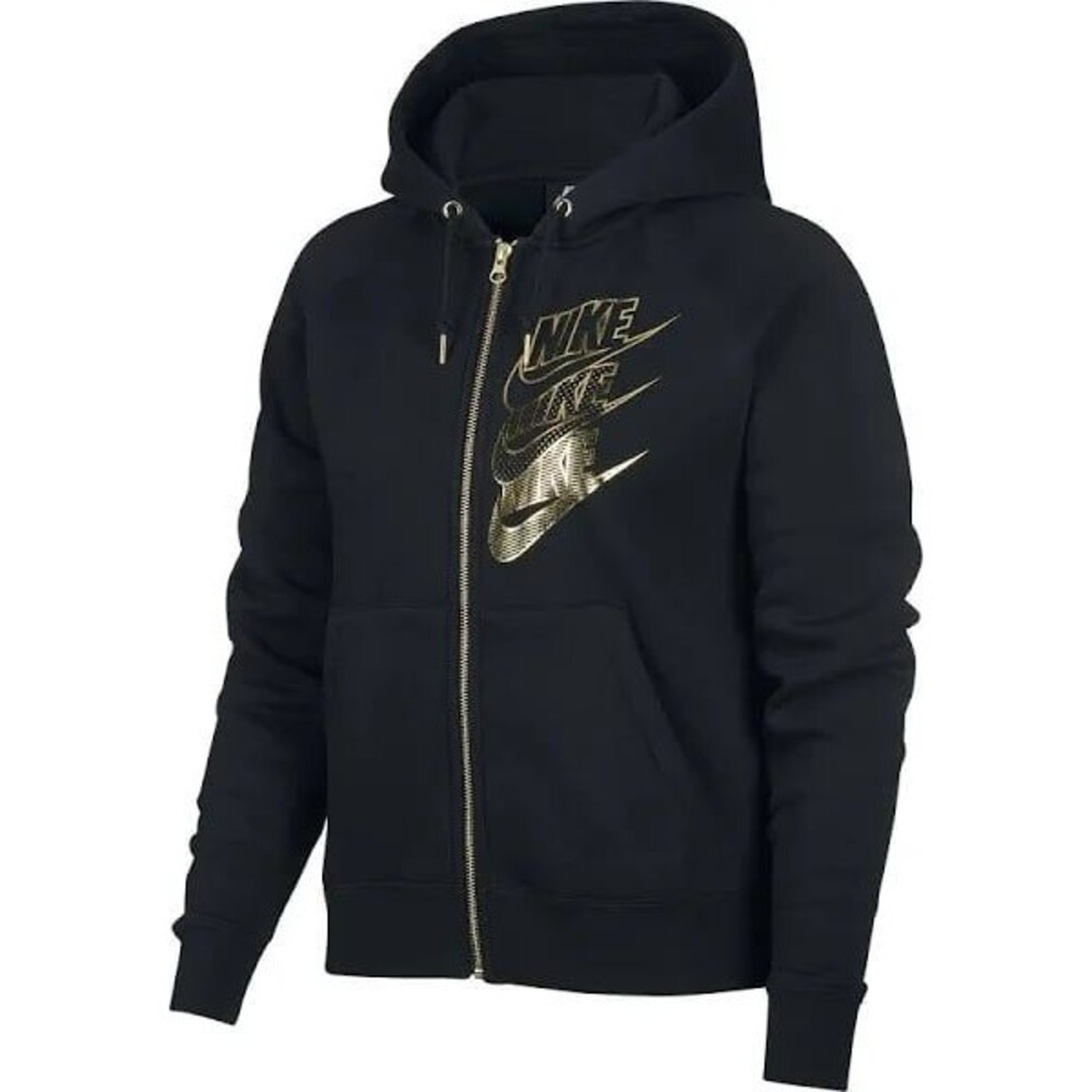 Nike Sportswear Women's Shine Metallic Logo Jersey Knit Zip Up Hoodie Jacket S
